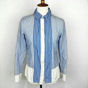 Tommy Hilfiger Button Down Blouse Striped Blue